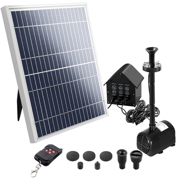 Gardeon Solar Pond Pump with Battery Kit LED Lights 8.8 FT Gardeon