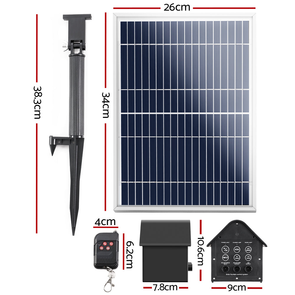 Gardeon Solar Pond Pump with Battery Kit LED Lights 8.8 FT Gardeon