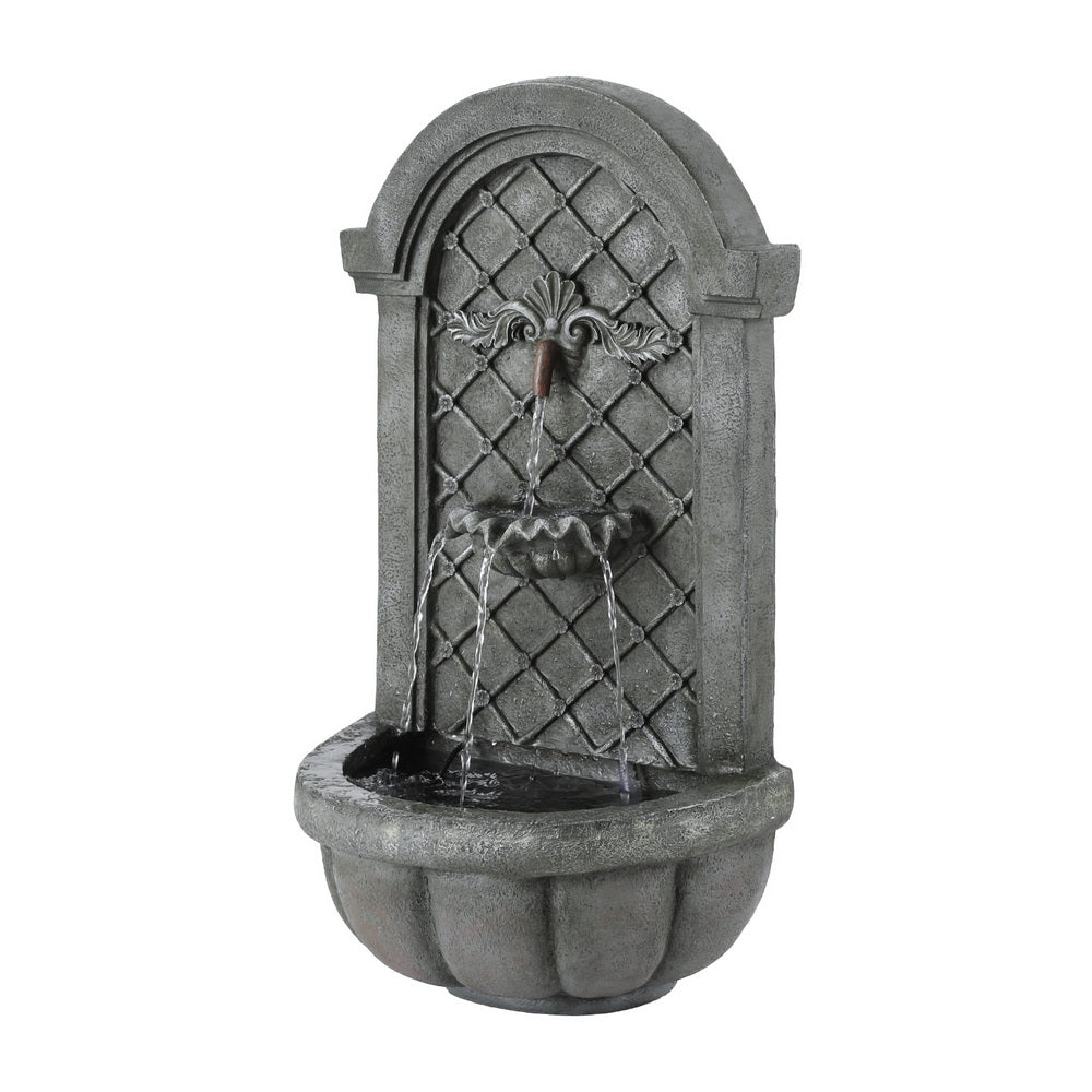 Gardeon Solar Fountain Water Feature Wall Mount Garden Fountains 80CM Grey Gardeon