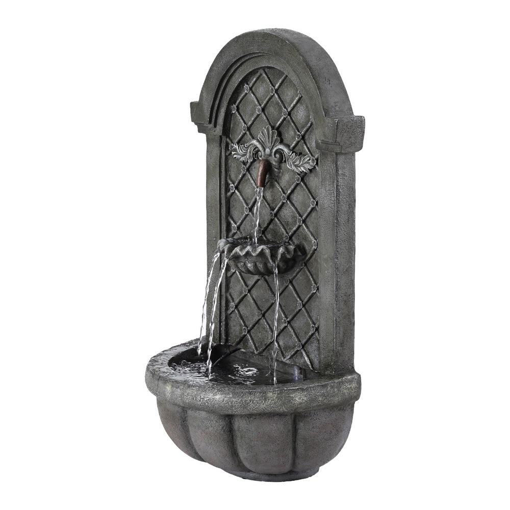 Gardeon Solar Fountain Water Feature Wall Mount Garden Fountains 80CM Grey Gardeon
