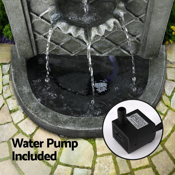 Gardeon Solar Fountain Water Feature Wall Mount Garden Fountains 80CM Grey Gardeon