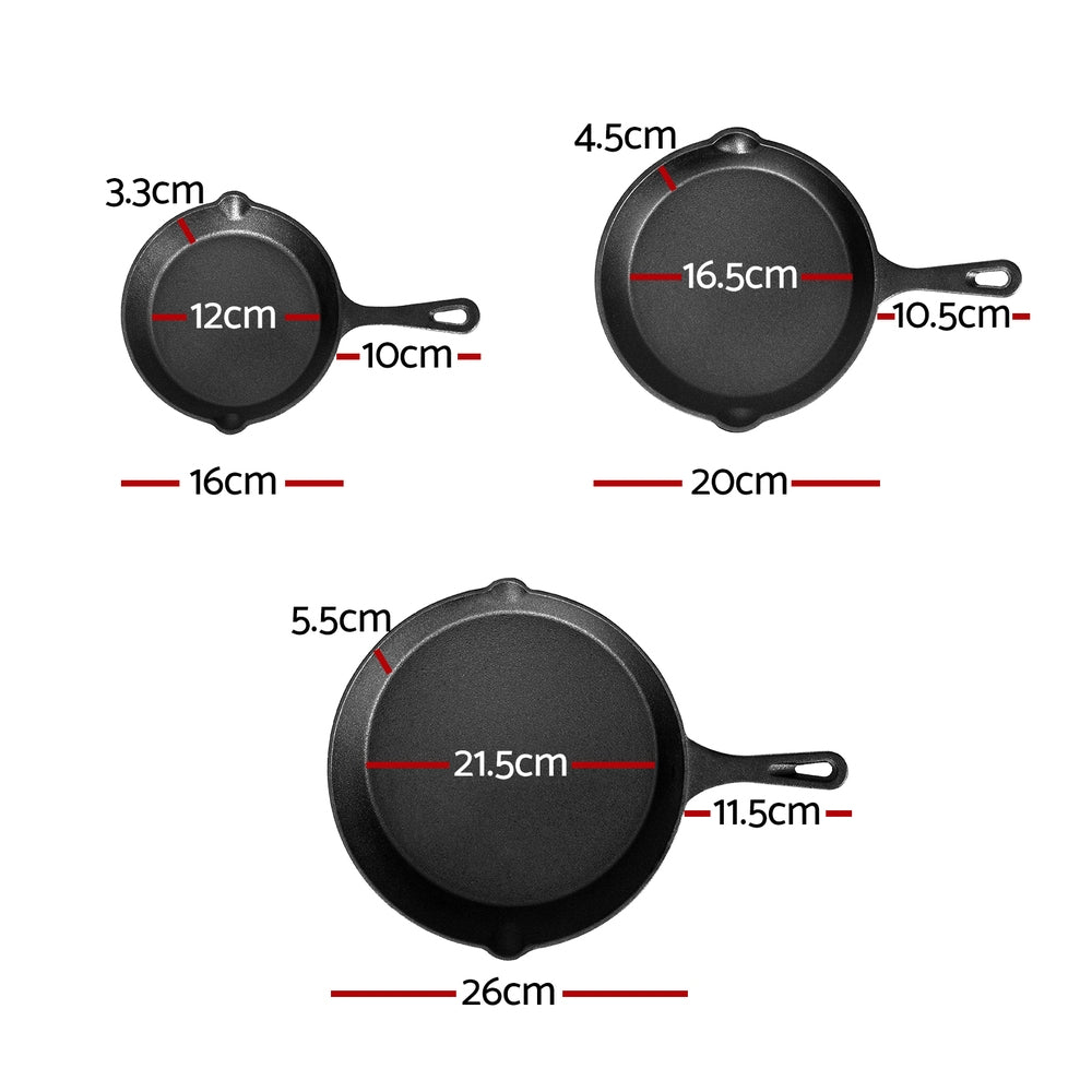 5-star chef Non Stick Frying Pan Cast Iron 3PCS Does not apply