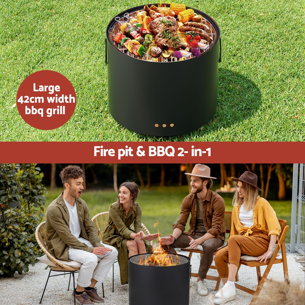 Grillz Fire Pit BBQ Portable Deep Bowl Outdoor Fireplace Awezingly