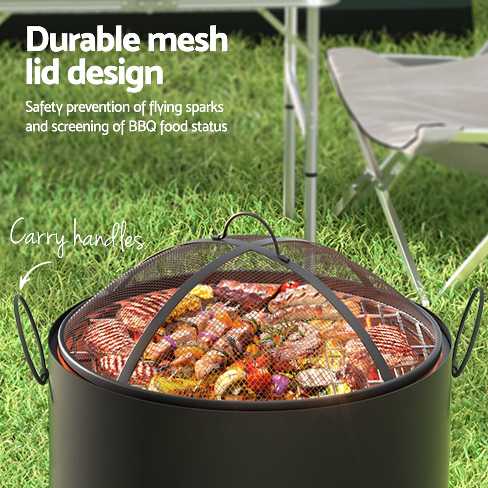 Grillz Fire Pit BBQ Portable Deep Bowl Outdoor Fireplace Awezingly