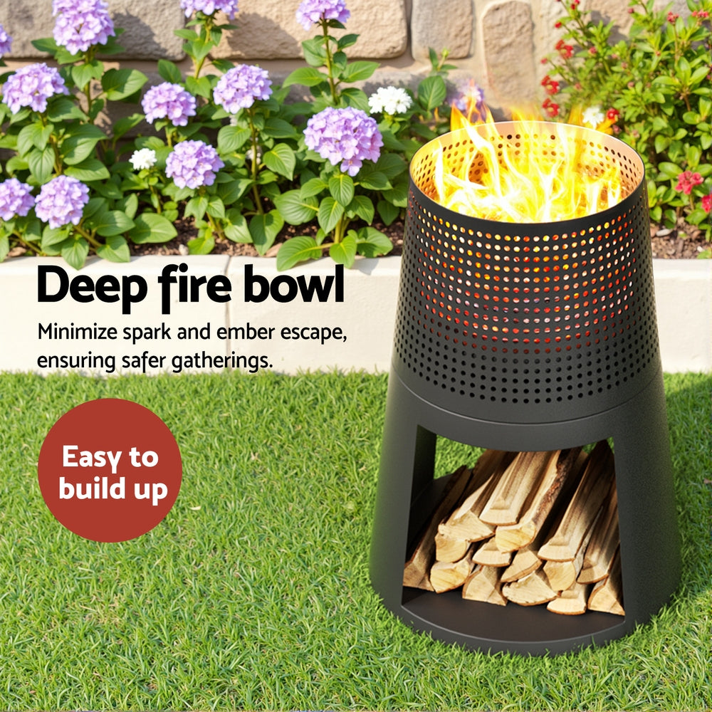 Grillz Fire Pit Deep Bowl Iron Outdoor Fireplace Awezingly