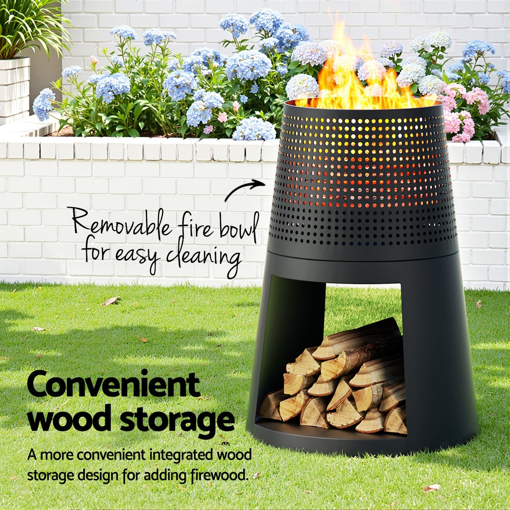 Grillz Fire Pit Deep Bowl Iron Outdoor Fireplace Awezingly