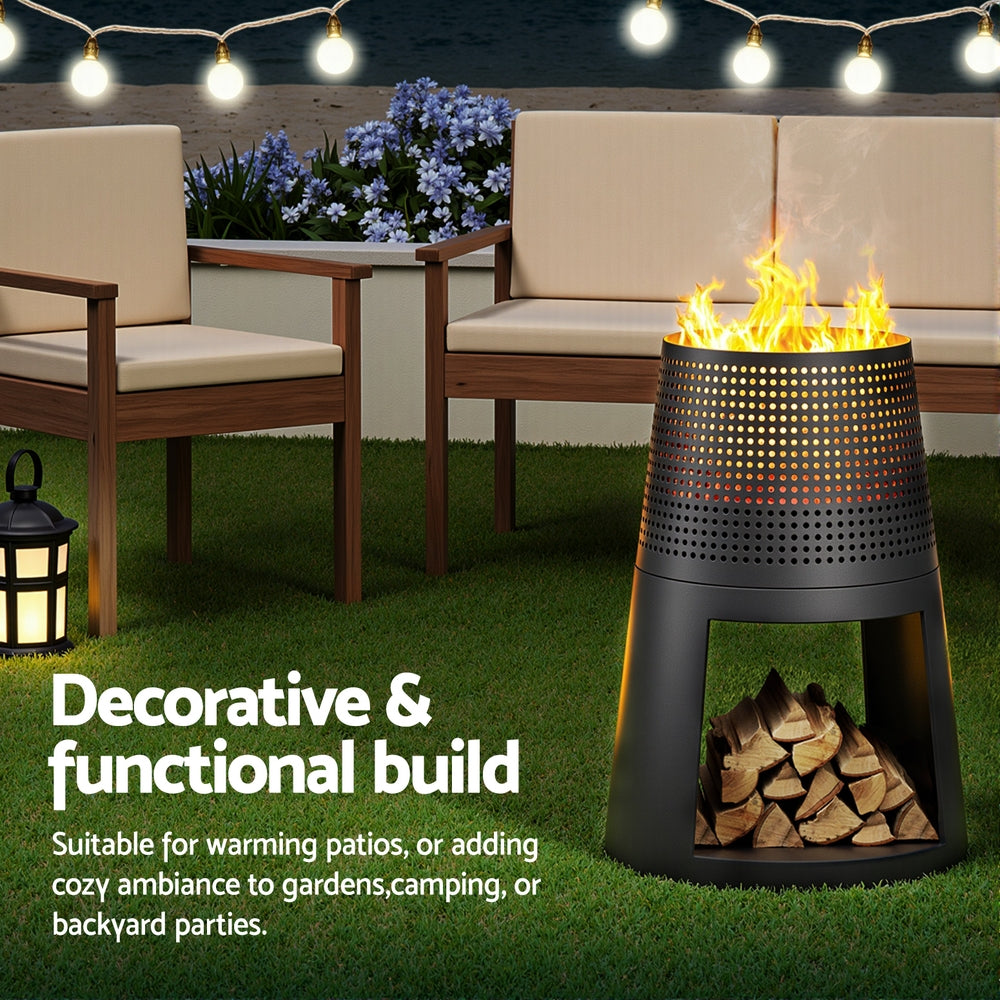 Grillz Fire Pit Deep Bowl Iron Outdoor Fireplace Awezingly