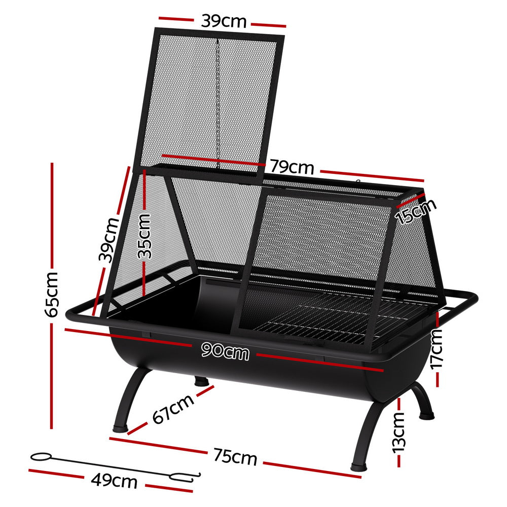 Grillz Fire Pit BBQ Grill Outdoor Fireplace Steel Grillz