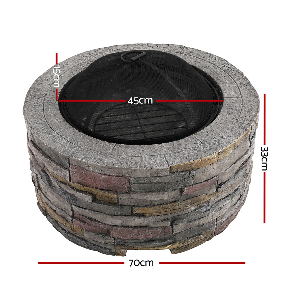 Grillz Fire Pit Table Round 70cm Awezingly
