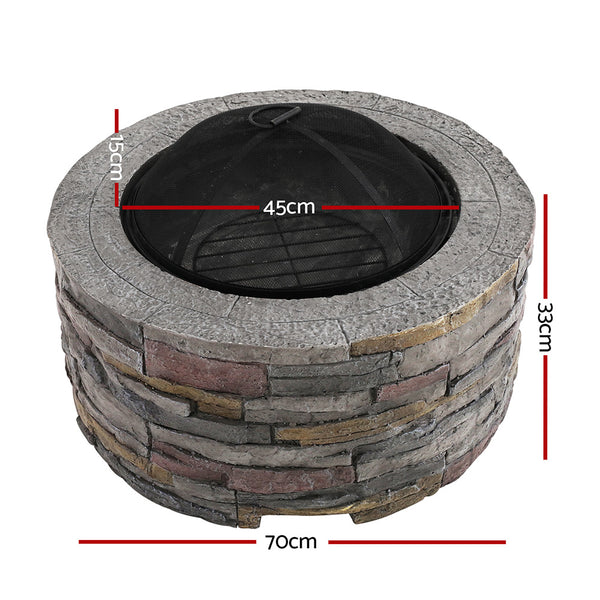 Grillz Fire Pit Table Round 70cm Awezingly