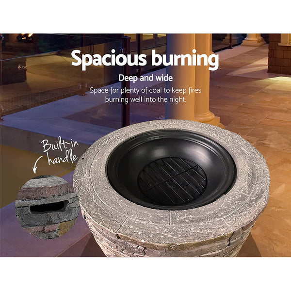 Grillz Fire Pit Table Round 70cm Awezingly