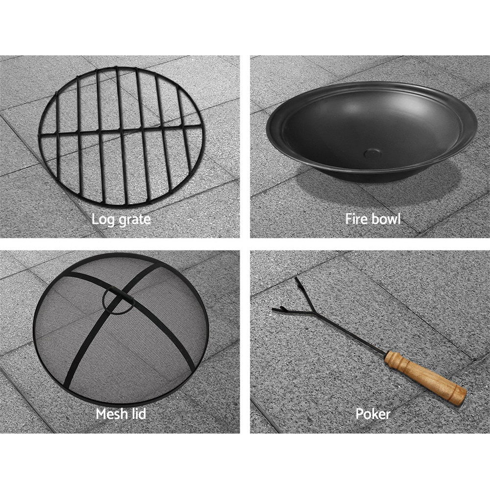 Grillz Fire Pit Table Round 70cm Awezingly