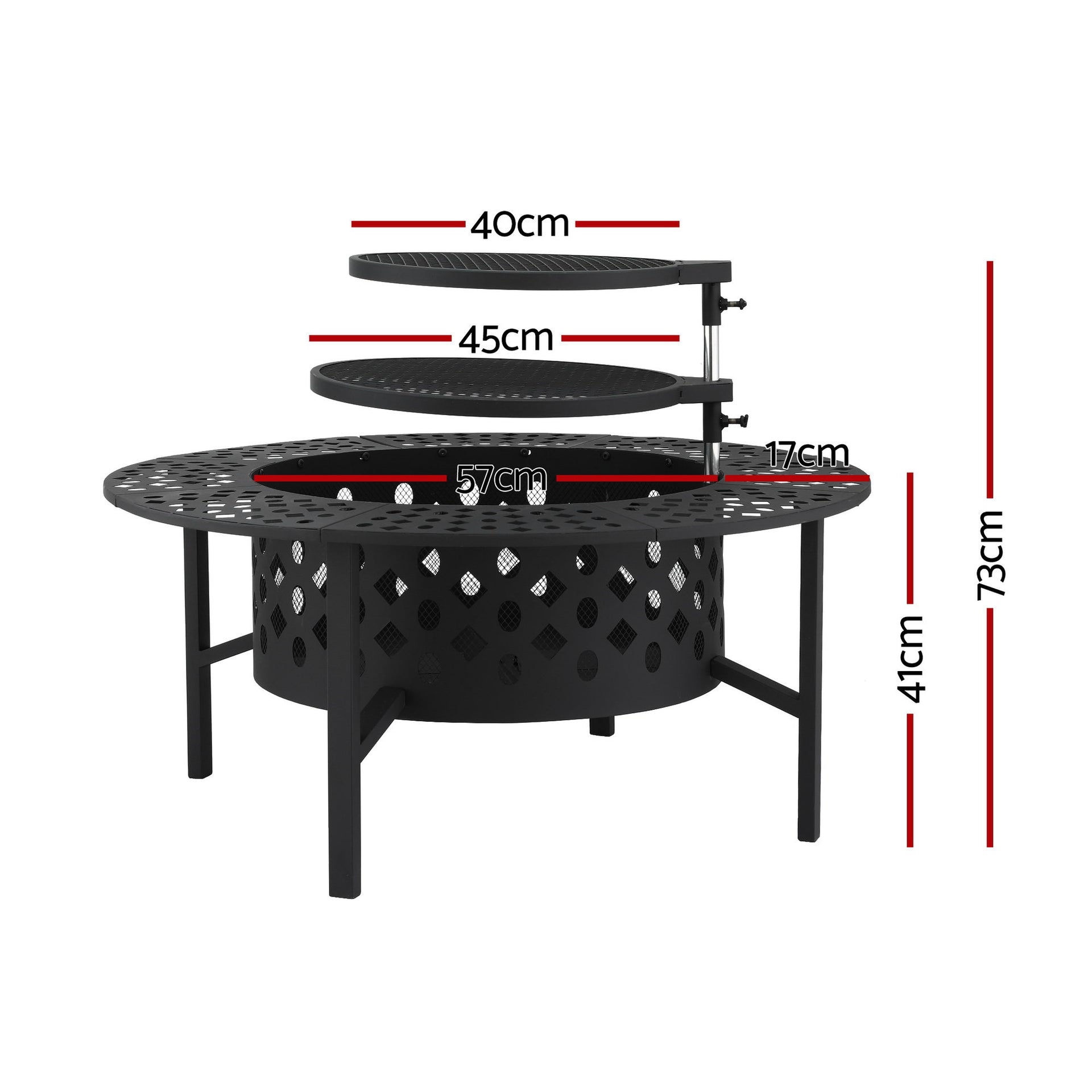 Grillz Fire Pit BBQ Charcoal Smoker Portable Mesh Pits Outdoor Camping Fireplace Awezingly