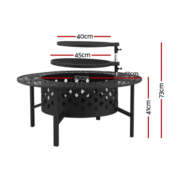 Grillz Fire Pit BBQ Charcoal Smoker Portable Mesh Pits Outdoor Camping Fireplace Awezingly