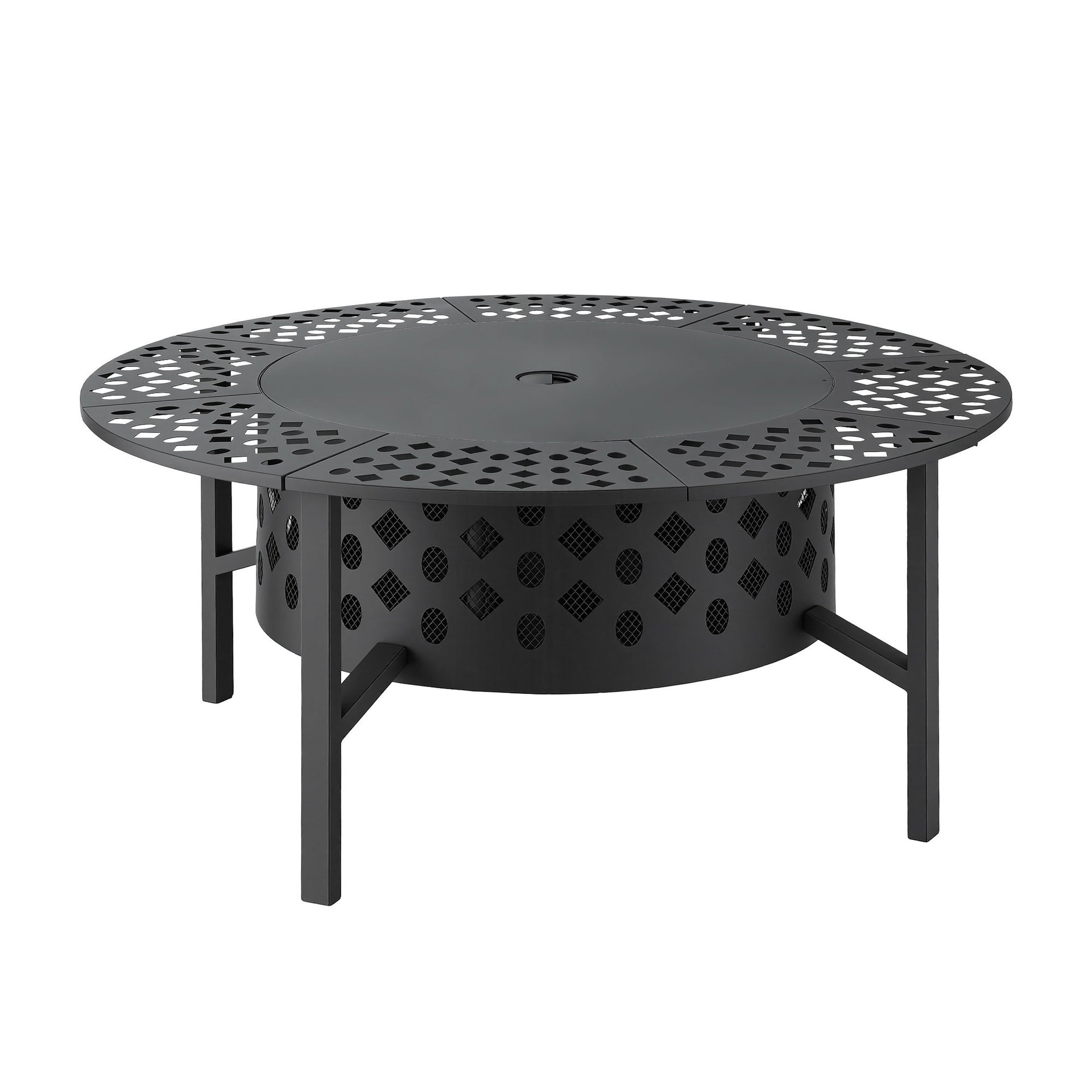 Grillz Fire Pit BBQ Charcoal Smoker Portable Mesh Pits Outdoor Camping Fireplace Awezingly