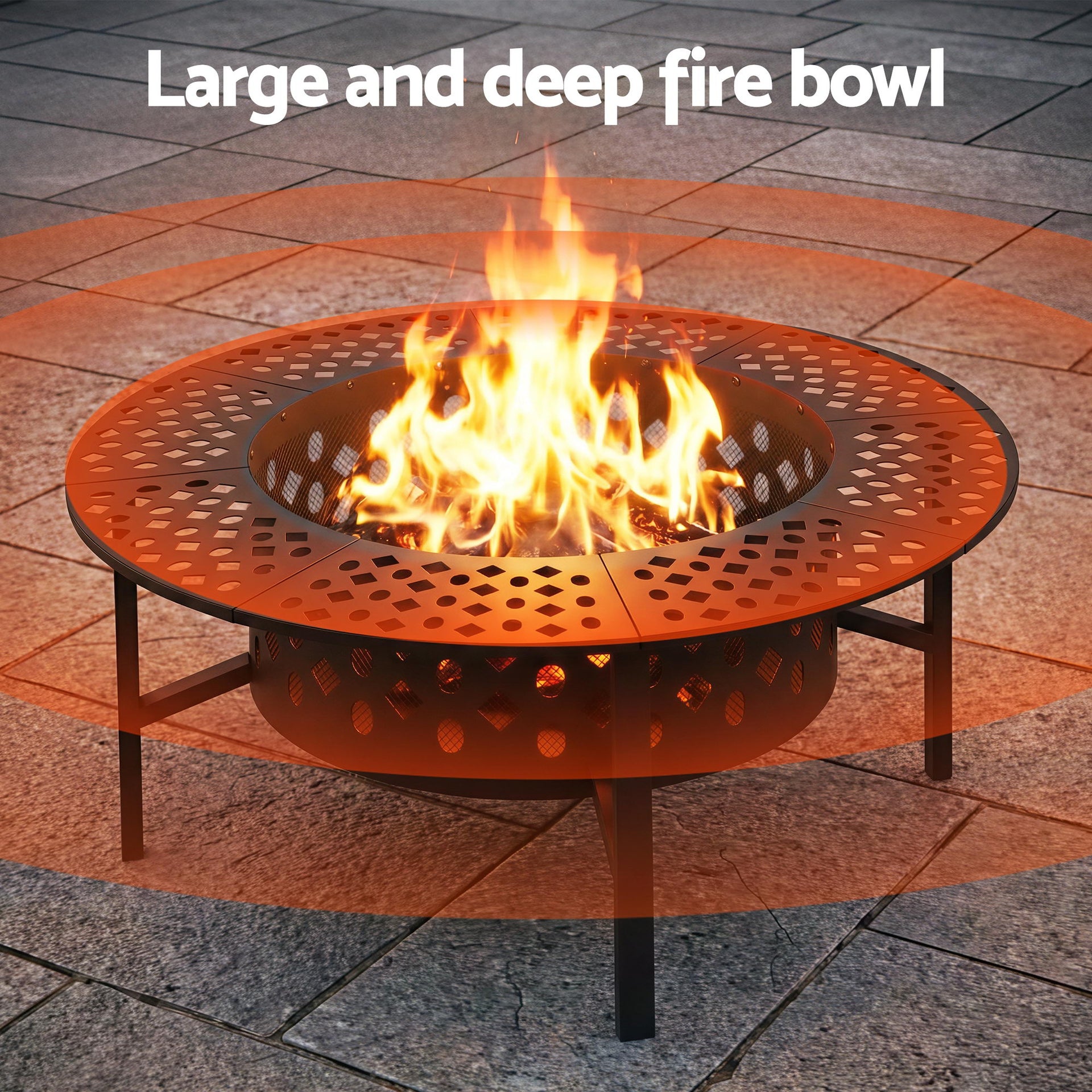 Grillz Fire Pit BBQ Charcoal Smoker Portable Mesh Pits Outdoor Camping Fireplace Awezingly