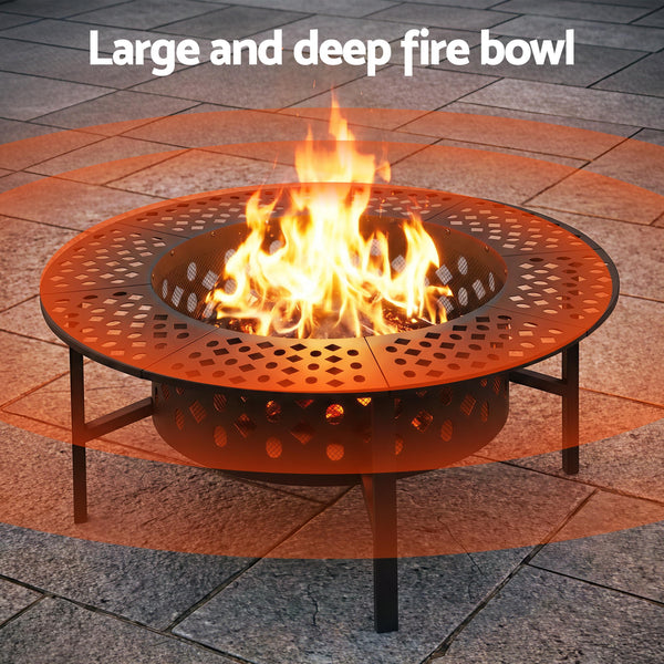 Grillz Fire Pit BBQ Charcoal Smoker Portable Mesh Pits Outdoor Camping Fireplace Awezingly
