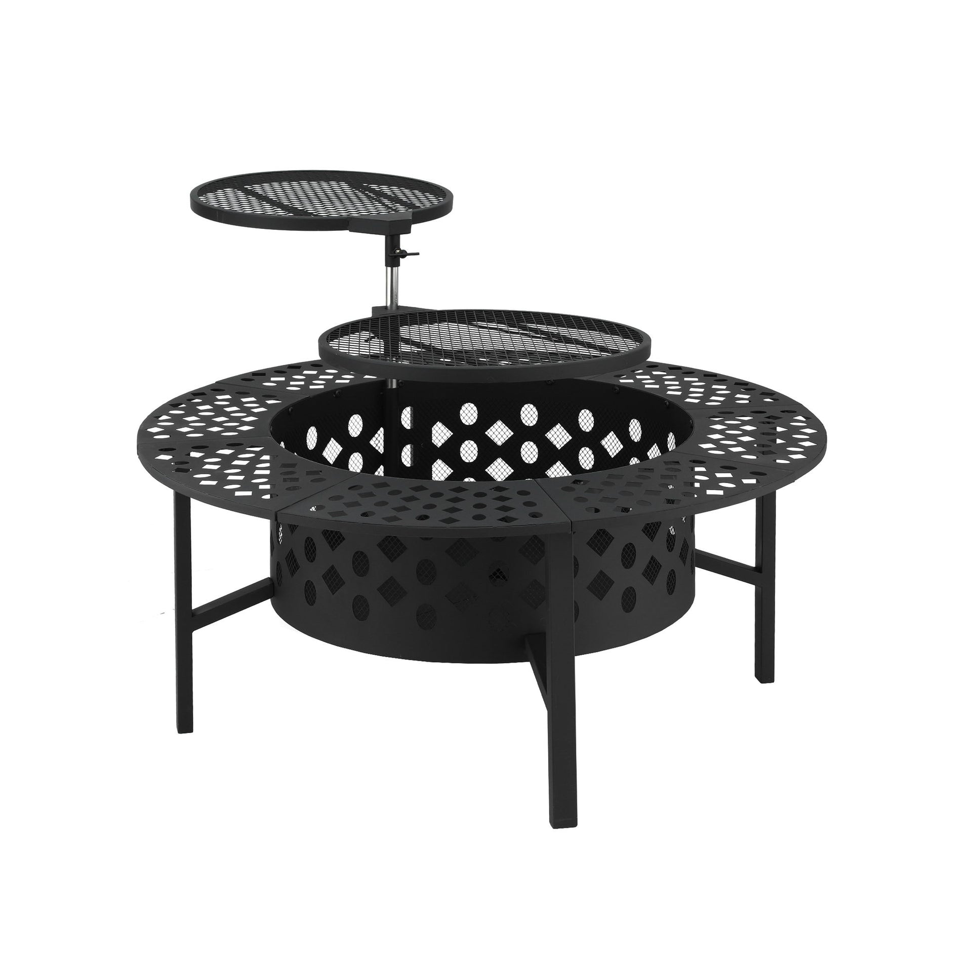 Grillz Fire Pit BBQ Charcoal Smoker Portable Mesh Pits Outdoor Camping Fireplace Awezingly