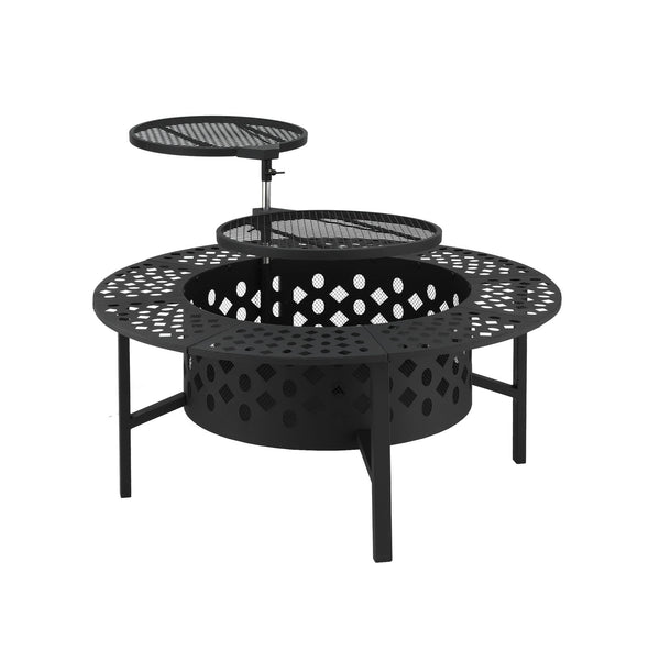 Grillz Fire Pit BBQ Charcoal Smoker Portable Mesh Pits Outdoor Camping Fireplace Awezingly