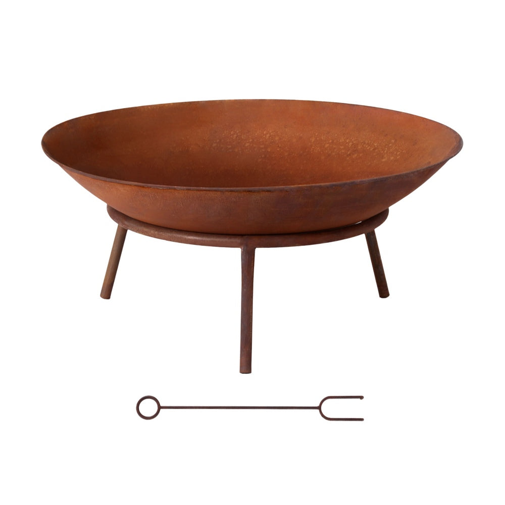 Grillz 56cm Fire Pit Iron Rustic Bowl Outdoor Awezingly