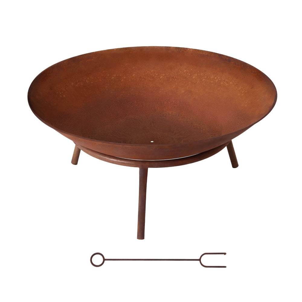 Grillz 56cm Fire Pit Iron Rustic Bowl Outdoor Awezingly