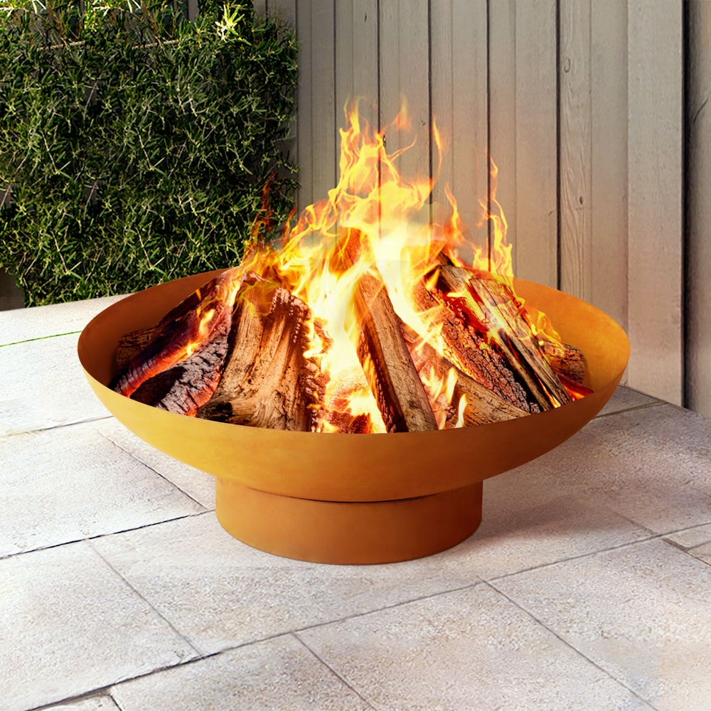 Grillz Fire Pit Iron Bowl 80cm Outdoor Patio Fireplace Awezingly