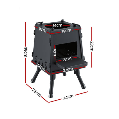 Grillz Fire Pit BBQ Portable Outdoor Fireplace Metal Camping Stove for Boiling Water, BBQ, Picnics