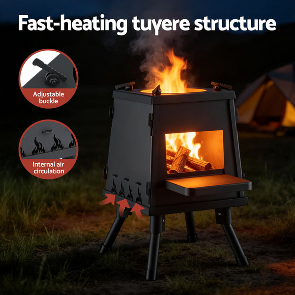 Grillz Fire Pit BBQ Portable Outdoor Fireplace Metal Camping Stove for Boiling Water, BBQ, Picnics Awezingly