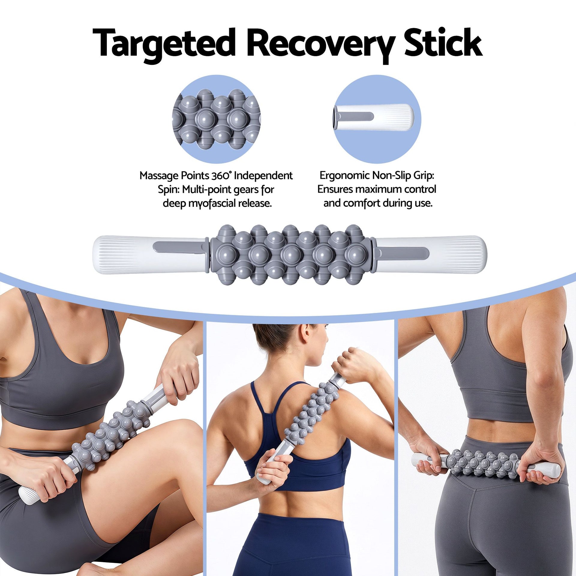 Everfit Foam Roller Set 3-in-1 with Targeted Recovery Muscle Roller Stick & Deep Tissue Massage Ball, Heavy Duty 150KG Support Gym Roller for Back Pain Relief, Myofascial Release, Home Gym Exercise Everfit