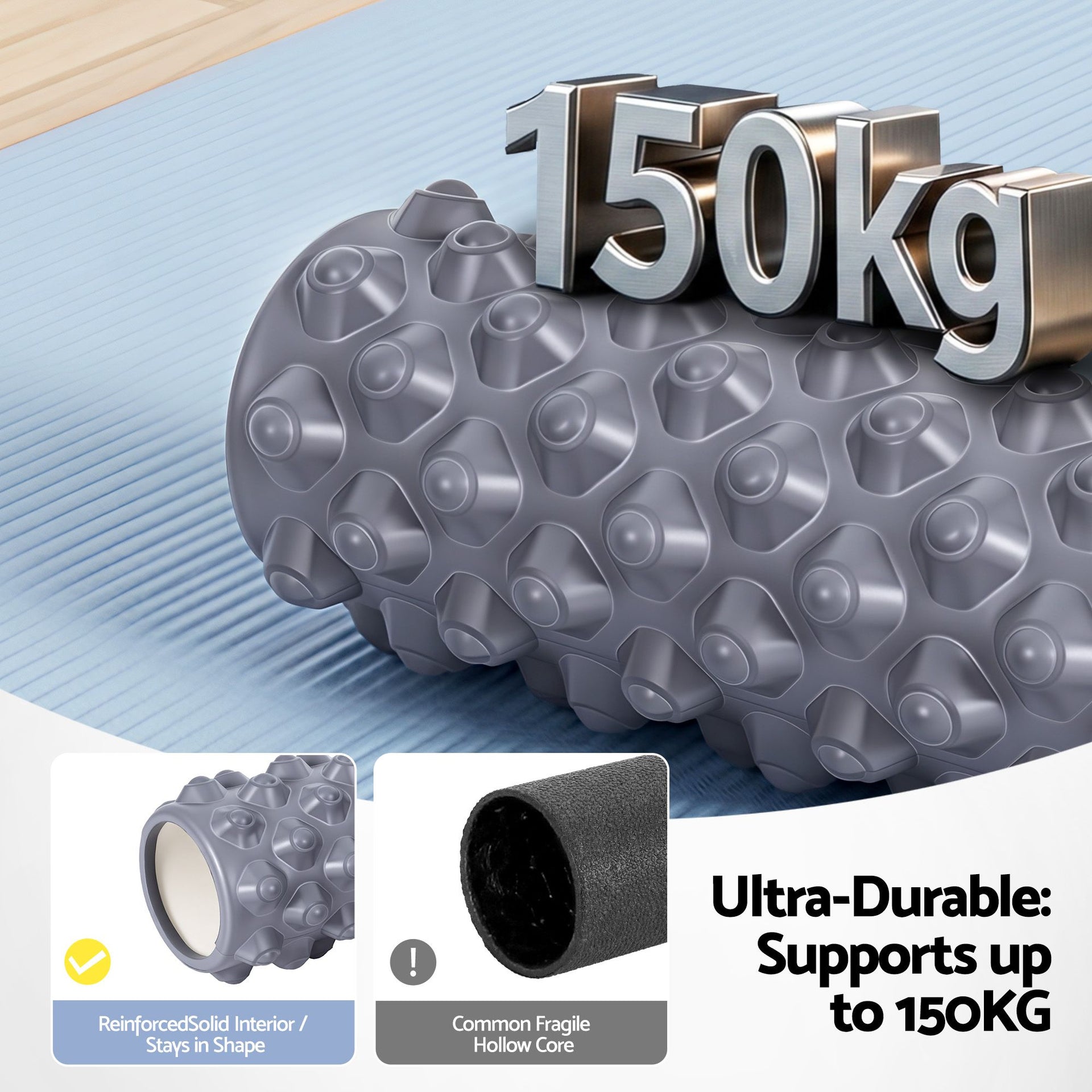 Everfit Foam Roller Set 3-in-1 with Targeted Recovery Muscle Roller Stick & Deep Tissue Massage Ball, Heavy Duty 150KG Support Gym Roller for Back Pain Relief, Myofascial Release, Home Gym Exercise Everfit