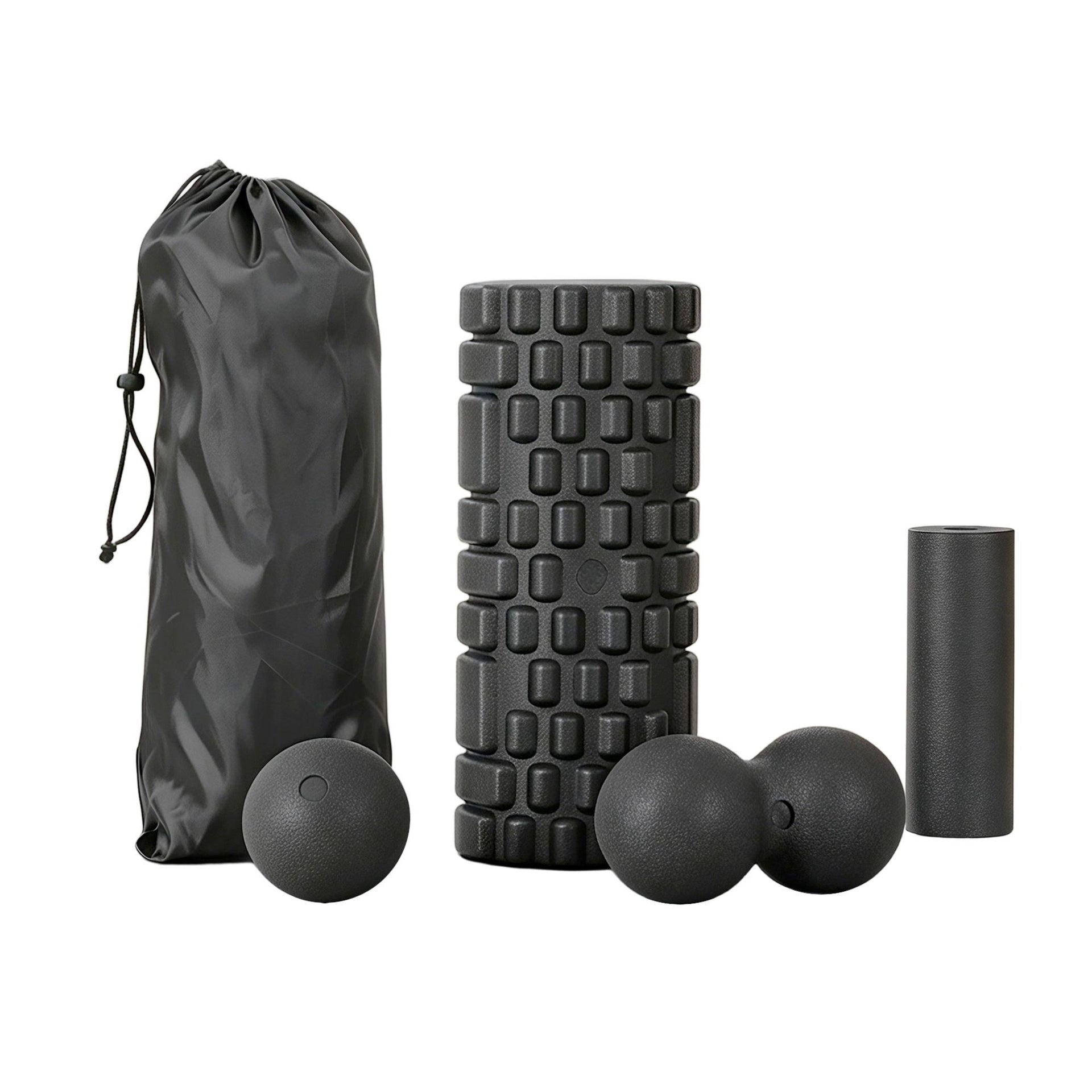 Everfit Foam Roller Set 4 in 1 Grid High Density Massager for Deep Tissue Trigger Point Myofascial Release Back Pain Muscle Recovery Gym Home Fitness Equipment with Storage Bag Supports 150kg Everfit