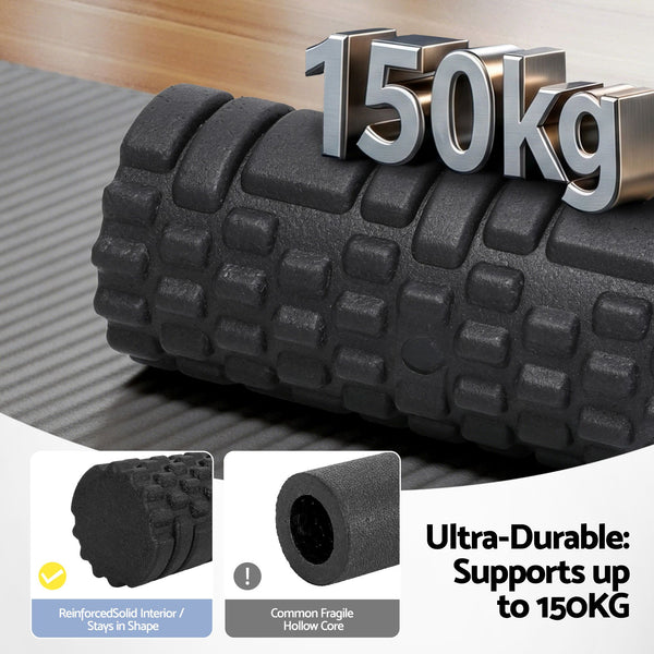 Everfit Foam Roller Set 4 in 1 Grid High Density Massager for Deep Tissue Trigger Point Myofascial Release Back Pain Muscle Recovery Gym Home Fitness Equipment with Storage Bag Supports 150kg Everfit