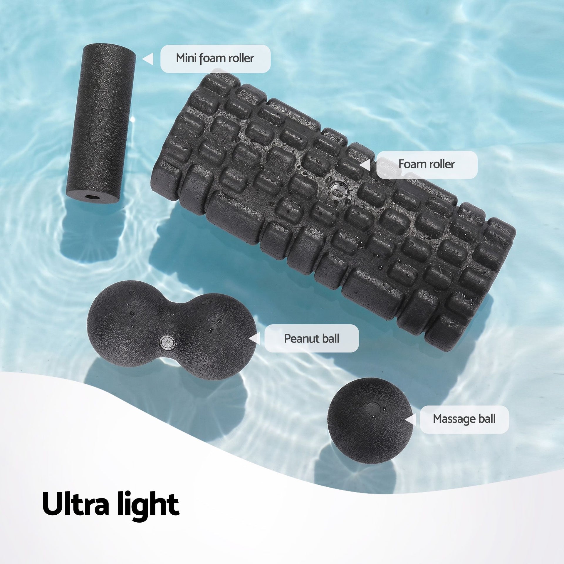 Everfit Foam Roller Set 4 in 1 Grid High Density Massager for Deep Tissue Trigger Point Myofascial Release Back Pain Muscle Recovery Gym Home Fitness Equipment with Storage Bag Supports 150kg Everfit