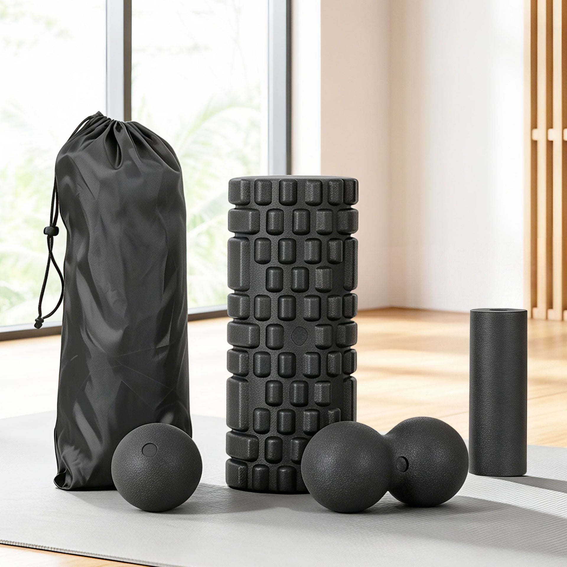 Everfit Foam Roller Set 4 in 1 Grid High Density Massager for Deep Tissue Trigger Point Myofascial Release Back Pain Muscle Recovery Gym Home Fitness Equipment with Storage Bag Supports 150kg Everfit