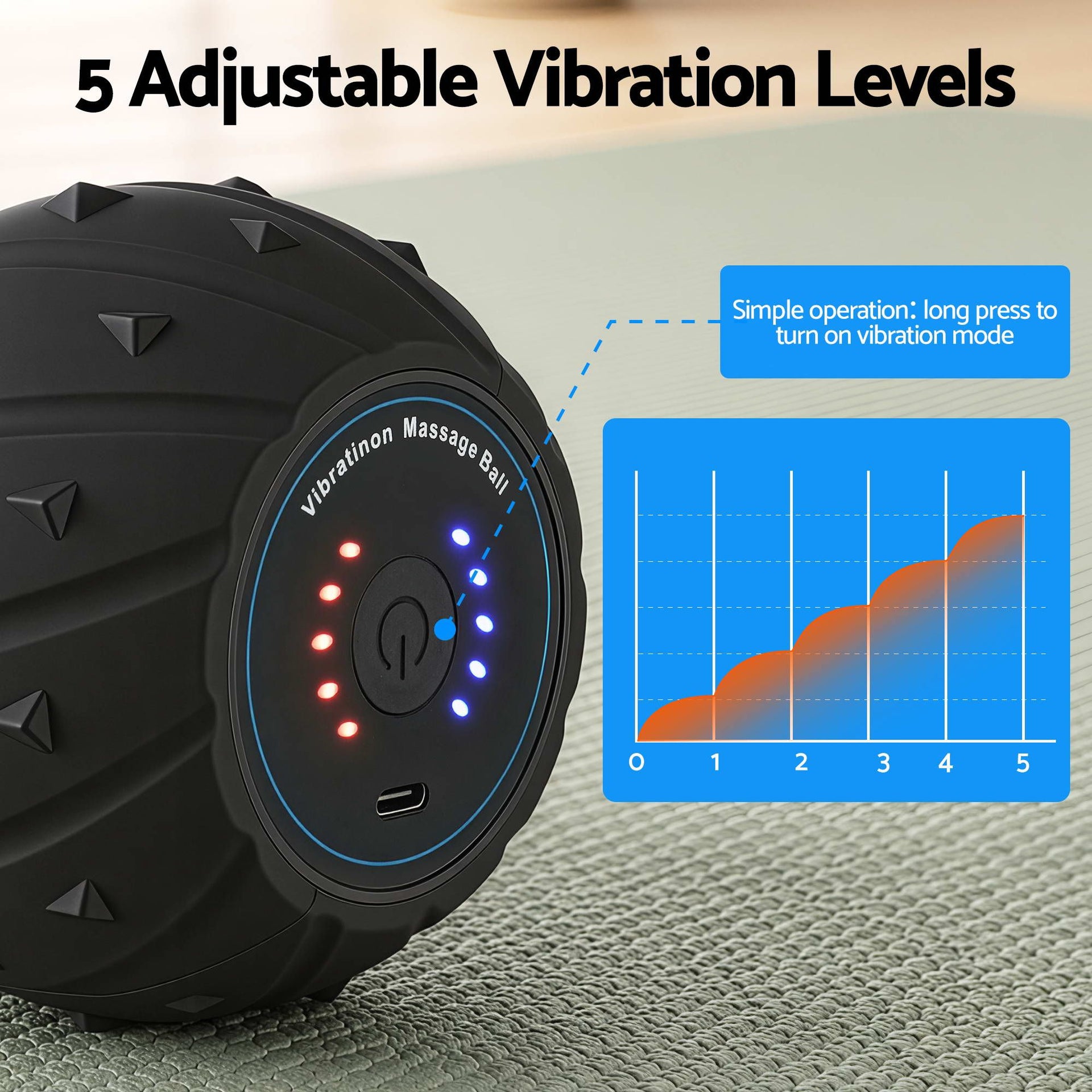 Everfit Electric Vibrating Peanut Massage Ball 5 Adjustable Levels High Power 3000RPM Motor 4D Floating Point Deep Tissue Trigger Point Muscle Relaxation Yoga Home Gym Type-C Rechargeable Support 80kg Everfit