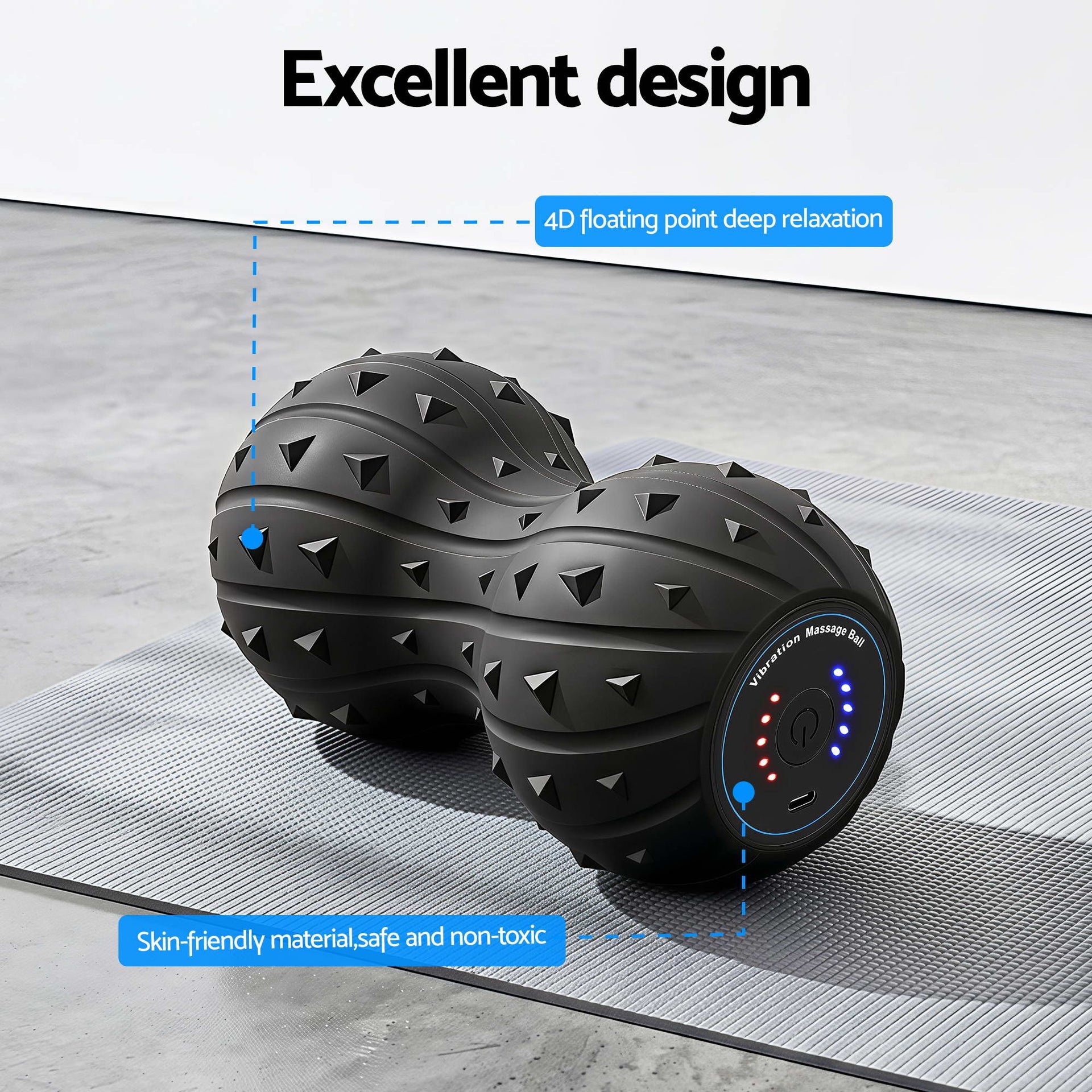 Everfit Electric Vibrating Peanut Massage Ball 5 Adjustable Levels High Power 3000RPM Motor 4D Floating Point Deep Tissue Trigger Point Muscle Relaxation Yoga Home Gym Type-C Rechargeable Support 80kg Everfit