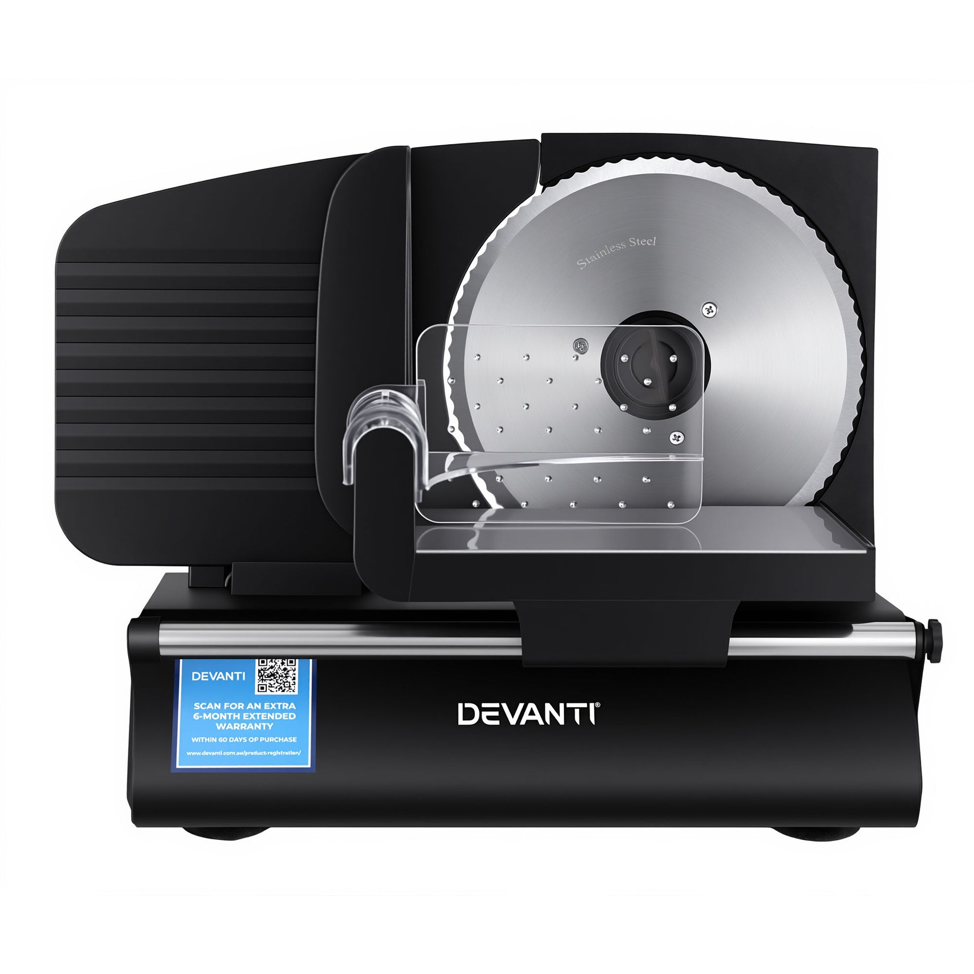 Devanti Meat Slicer Bread Vegetable, 200W Power 0-15mm Adjustable Easy Clean Stable Stainless Steel Blade Food Slicer for Kitchen Commercial, Black Awezingly