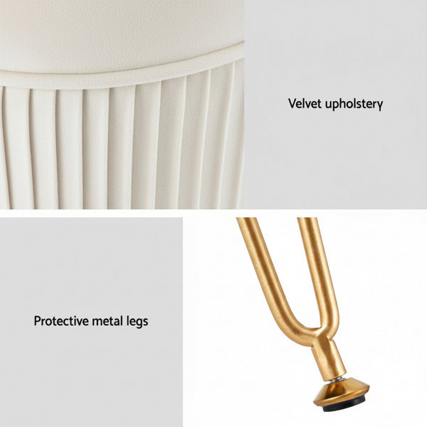 Artiss Ottoman Foot Stool Vanity Velvet Round White Awezingly