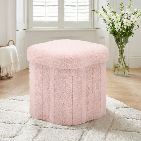 Artiss Storage Ottoman Foot Stool Foldable Pink Awezingly