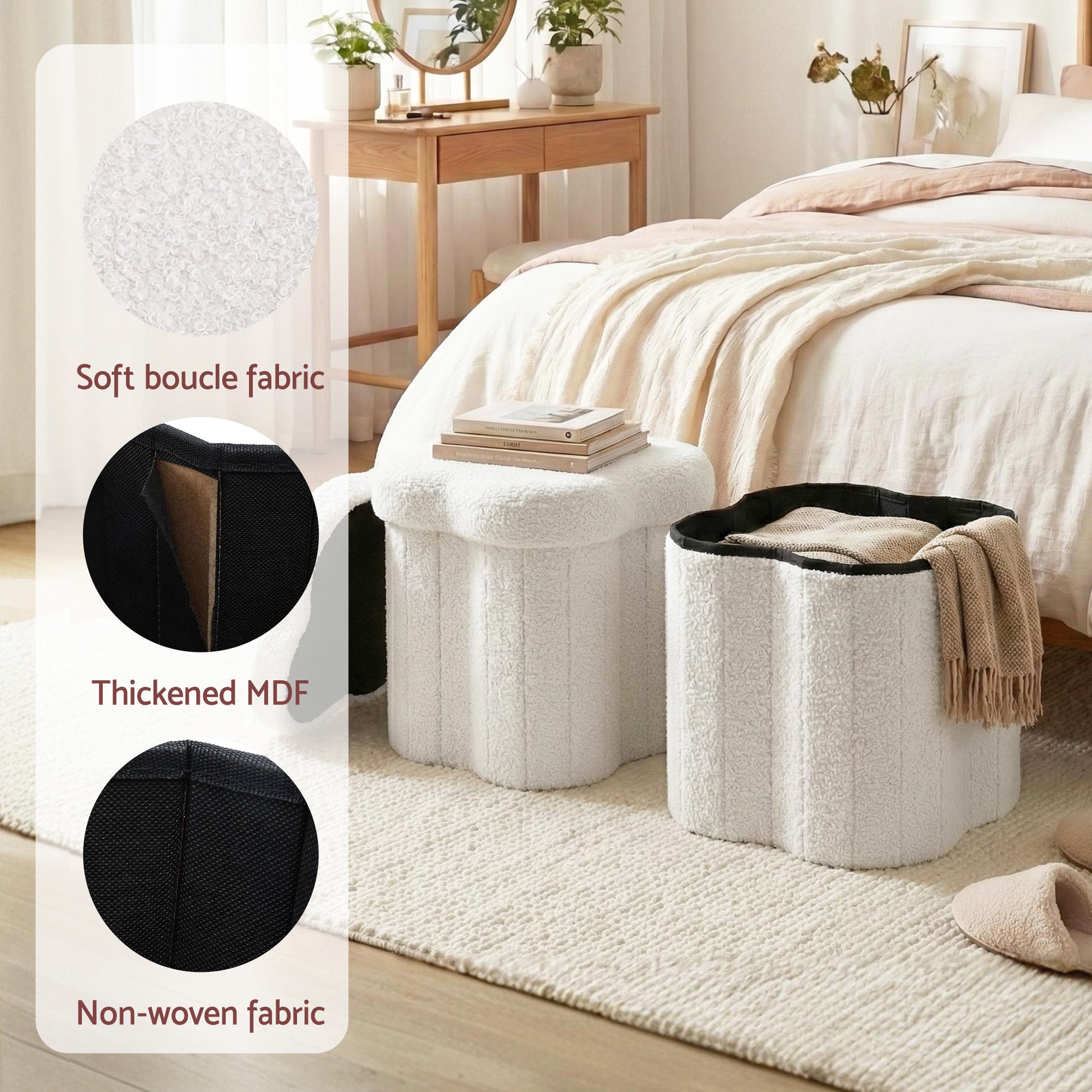 Artiss Storage Ottoman Foot Stool Foldable White Awezingly