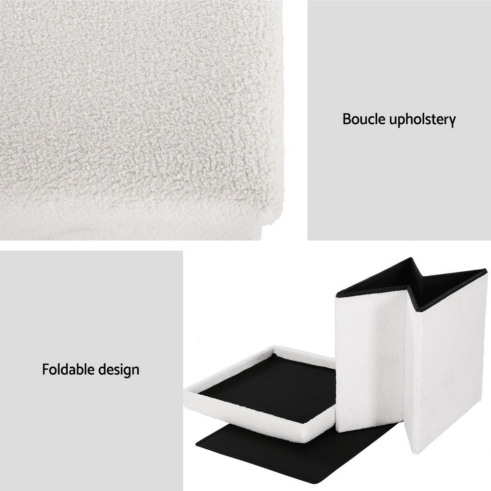 Artiss Ottoman Storage Foot Stool Vanity Square Teddy Artiss