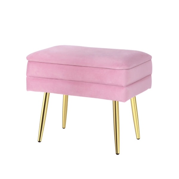 Artiss Ottoman Storage Foot Stool Vanity Velvet Pink Artiss