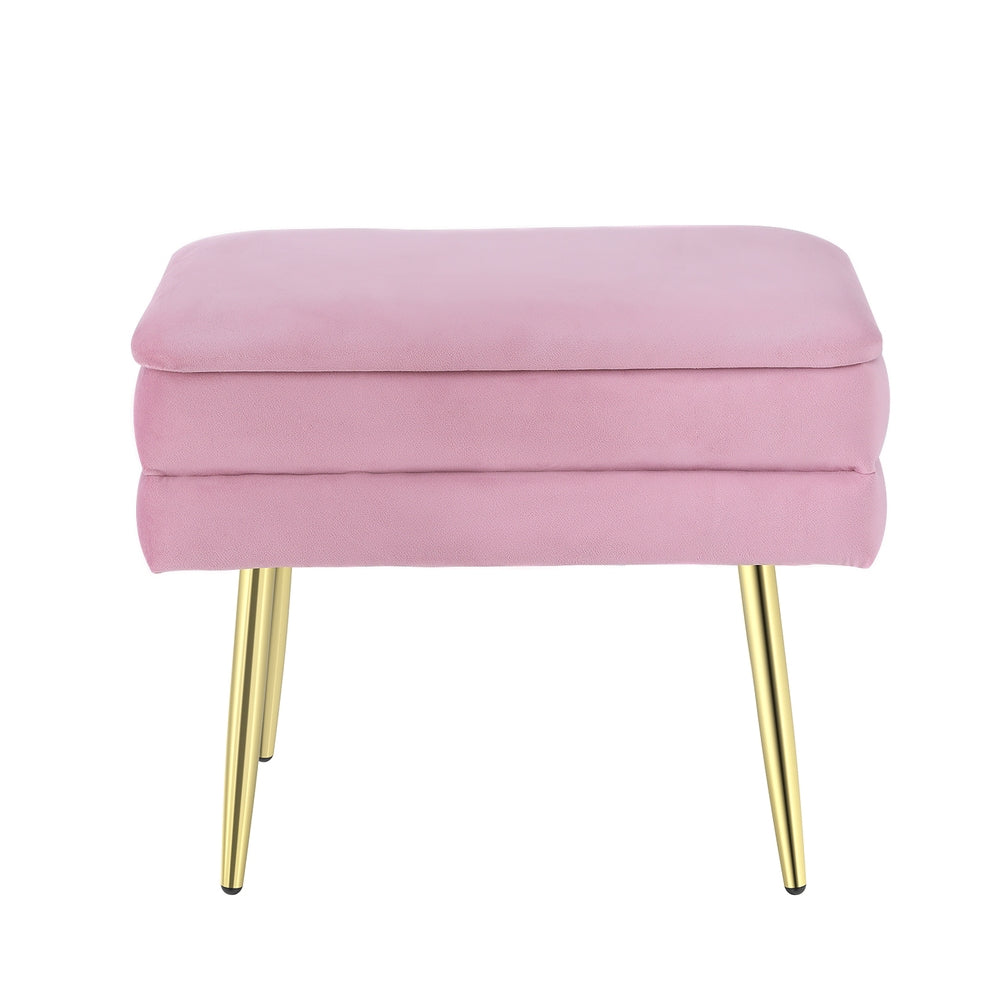 Artiss Ottoman Storage Foot Stool Vanity Velvet Pink Artiss
