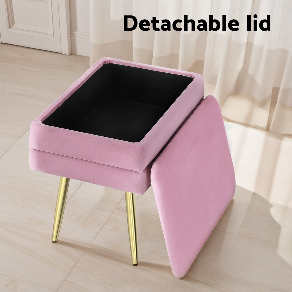 Artiss Ottoman Storage Foot Stool Vanity Velvet Pink Artiss