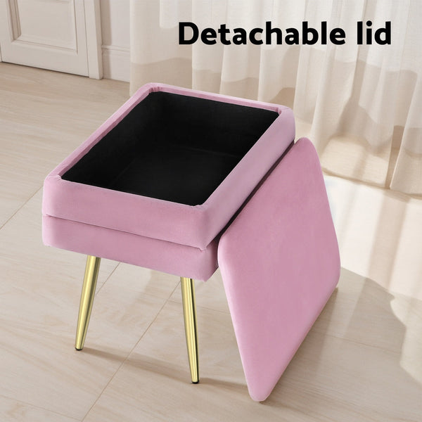 Artiss Ottoman Storage Foot Stool Vanity Velvet Pink Artiss