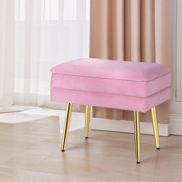 Artiss Ottoman Storage Foot Stool Vanity Velvet Pink Artiss