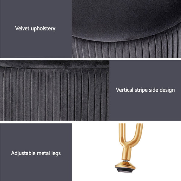 Artiss Ottoman Storage Foot Stool Vanity Velvet Round Grey Awezingly