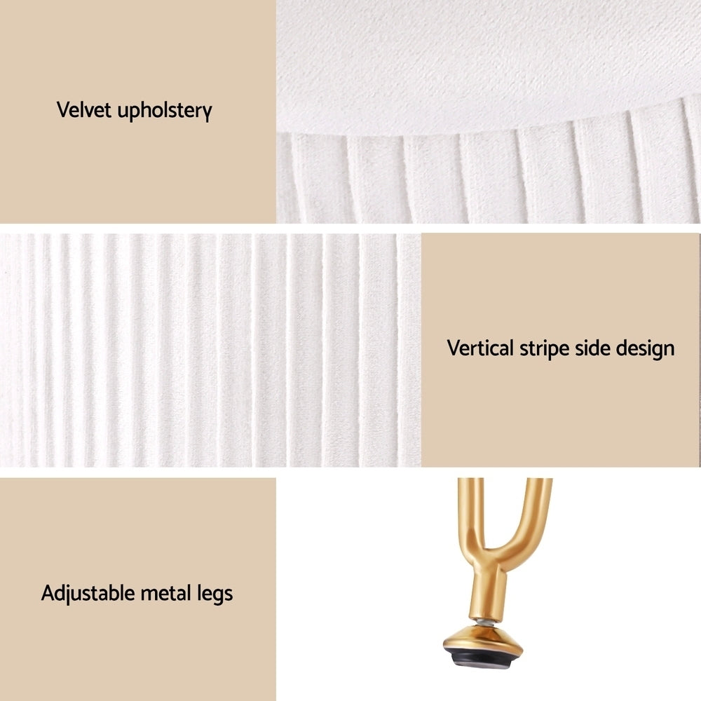 Artiss Ottoman Storage Foot Stool Vanity Velvet Round White Artiss