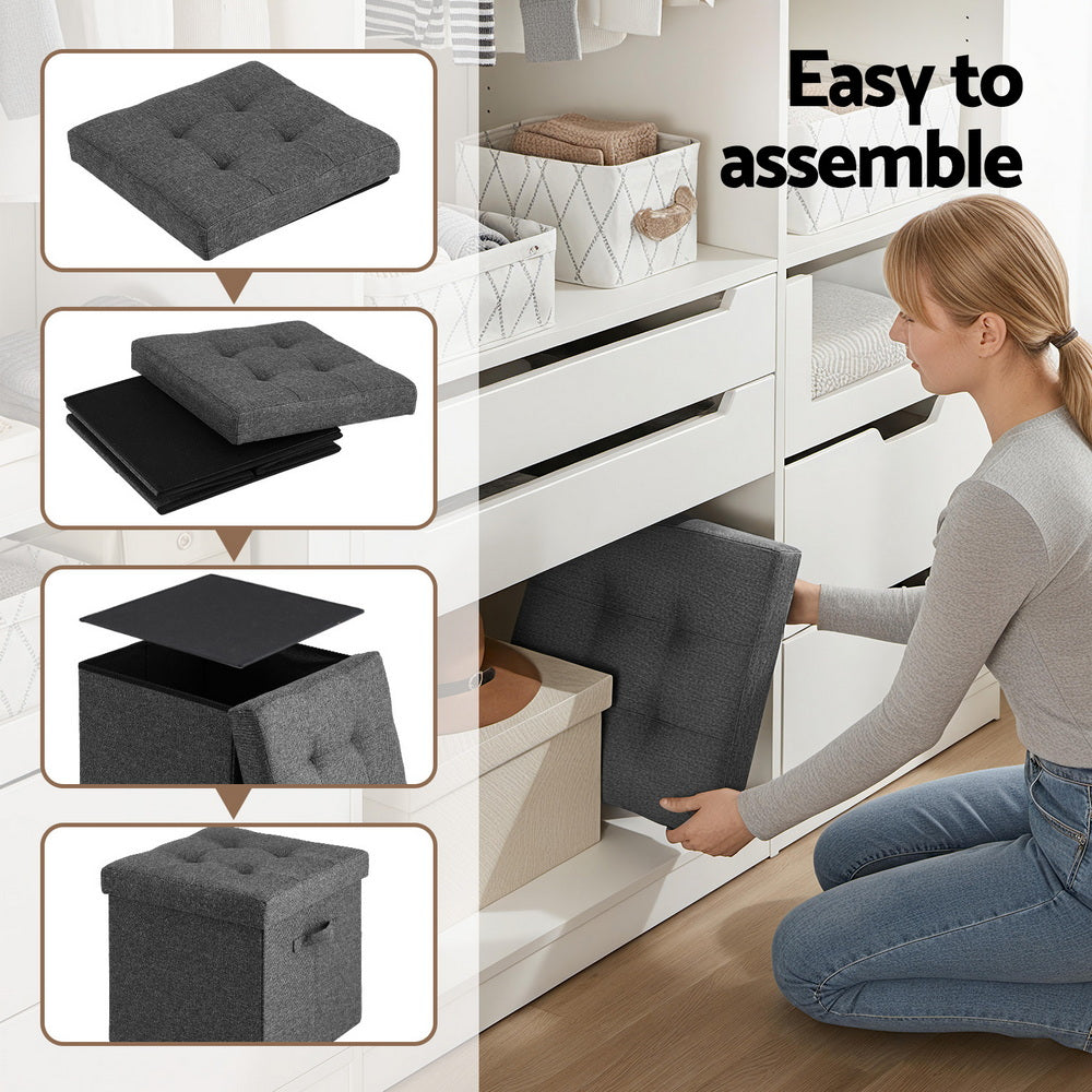Artiss Storage Ottoman Rest Foot Stool Foldable Awezingly