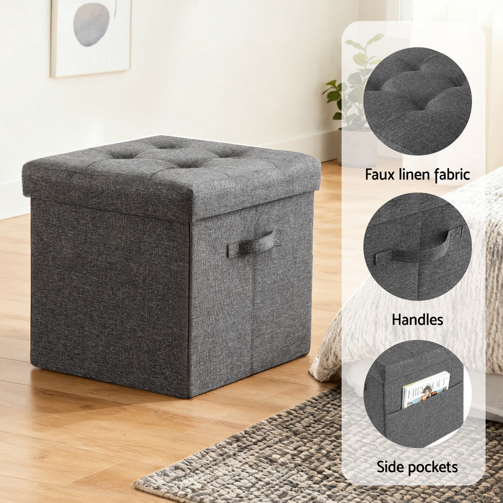 Artiss Storage Ottoman Rest Foot Stool Foldable Awezingly
